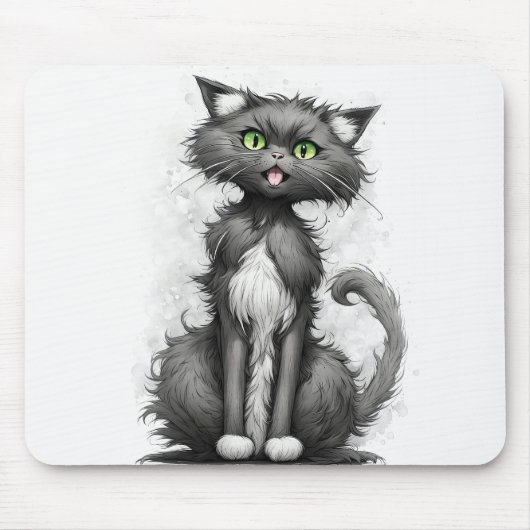 Crazy Cat Cartoon Muismat (Voorkant)