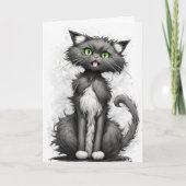 Crazy Cat Cartoon Verjaardag Kaart (Voorkant)