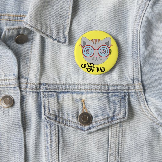 Crazy Cat Dad Knop Ronde Button 5,7 Cm (In situ)