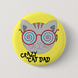 Crazy Cat Dad Knop Ronde Button 5,7 Cm