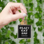 Crazy Cat Dad White Logo Sleutelhanger (Hand)