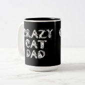 Crazy Cat Dad White Logo Tweekleurige Koffiemok (Voorkant links)