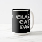 Crazy Cat Dad White Logo Tweekleurige Koffiemok (Voorkant rechts)