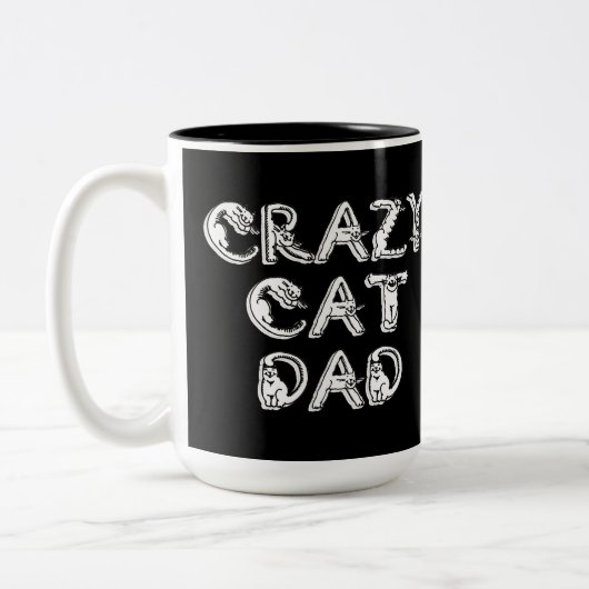 Crazy Cat Dad White Logo Tweekleurige Koffiemok (Links)