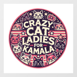 Crazy cat dames voor Kamala! Raamsticker