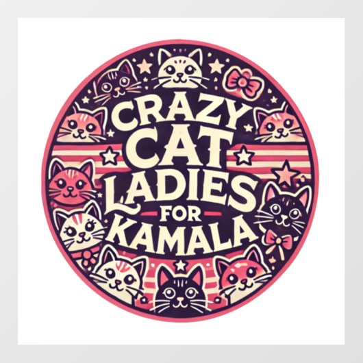 Crazy cat dames voor Kamala! Raamsticker (Vel)