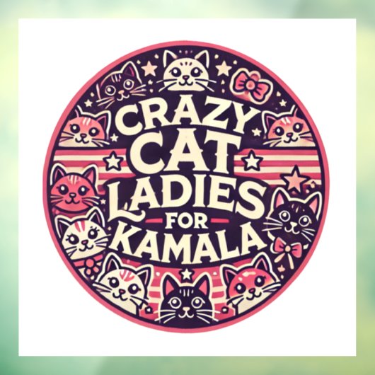 Crazy cat dames voor Kamala! Raamsticker (Vel 3)