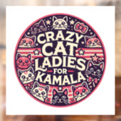 Crazy cat dames voor Kamala! Raamsticker (Vel 2)
