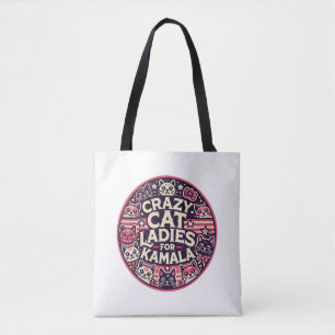 Crazy cat dames voor Kamala! Tote Bag