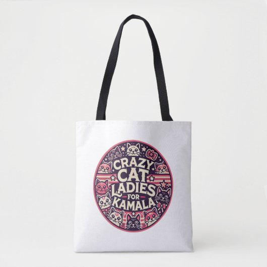 Crazy cat dames voor Kamala! Tote Bag (Voorkant)