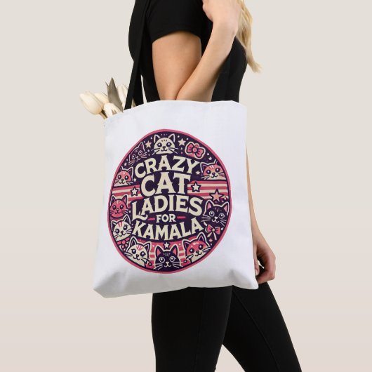 Crazy cat dames voor Kamala! Tote Bag (Dichtbij)