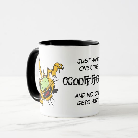 Crazy Cat Demand Coffee Mok (Voorkant links)