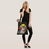 Crazy Cat Design met Sphynx Cat Ninja op Black Tote Bag (Op model)