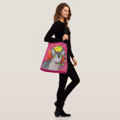 Crazy Cat Design met Sphynx Cat Ninja op Roze Crossbody Tas (Op model)