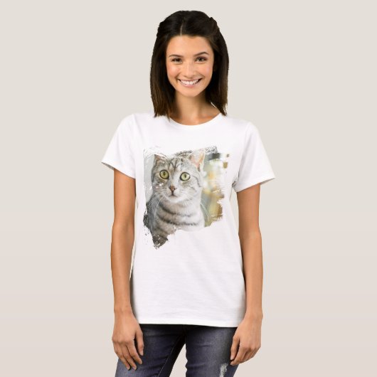 Crazy Cat Design T-shirt (Voorkant volledig)