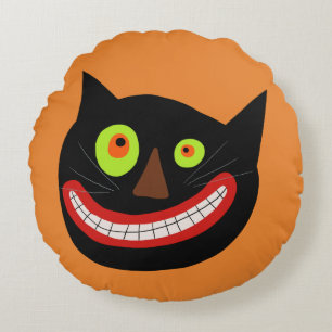 Crazy Cat Face Halloween Rond Kussen