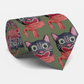 Crazy Cat Face Stropdas (Opgerold)