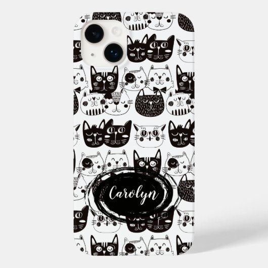 Crazy Cat Faces Pattern Case-Mate iPhone Case (Achterkant)