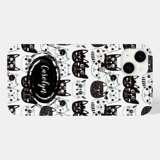 Crazy Cat Faces Pattern Case-Mate iPhone Case (Achterkant (horizontaal))