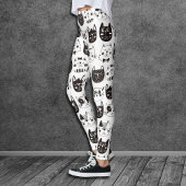 Crazy Cat Faces Pattern Leggings