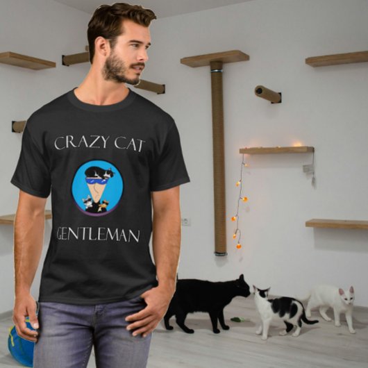 crazy cat gentleman t-shirt