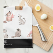 Crazy Cat gepersonaliseerde keukenhanddoek (Quarter Fold)