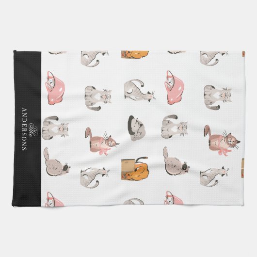 Crazy Cat gepersonaliseerde keukenhanddoek (Horizontaal)