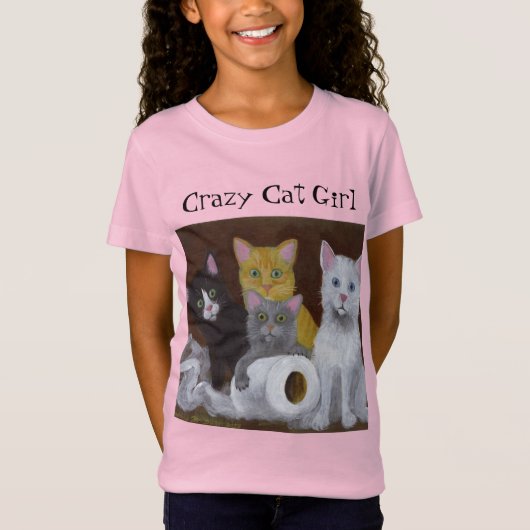 Crazy Cat Girl T-Shirt (Voorkant)
