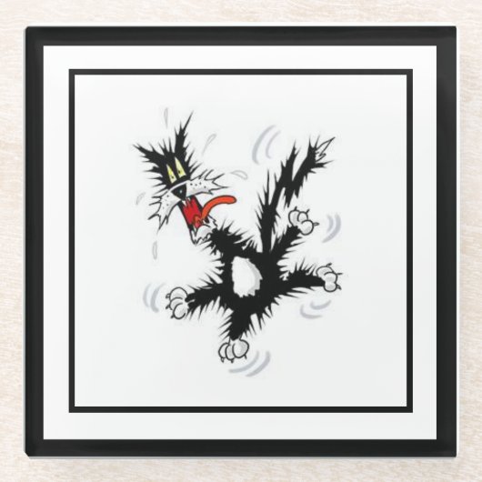 Crazy Cat Glazen Onderzetter (Voorkant)