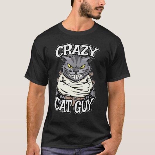 Crazy Cat Guy Evil Grinning Crazy Feline Cats T-shirt (Voorkant)