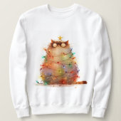 Crazy Cat In Christmas Lights Funny Cat Sweatshirt (Design voorkant)