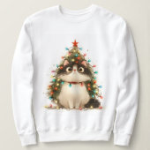 Crazy Cat In Christmas Lights Funny Cat Sweatshirt (Design voorkant)