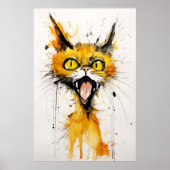 Crazy Cat in de stijl van Ralph Steadman: Geel C Poster (Voorkant)