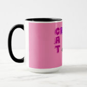 'CRAZY CAT' koffie-mok in zwart-roze. Mok (Links)