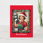 Crazy Cat Lady, 5 "x 7" Gevouwen Kerst Kaart (Voorkant)