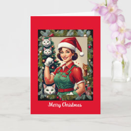 Crazy Cat Lady, 5 "x 7" Gevouwen Kerst Kaart