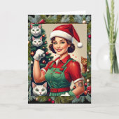 Crazy Cat Lady, 5 "x 7" Gevouwen Kerst Kaart (Voorkant)