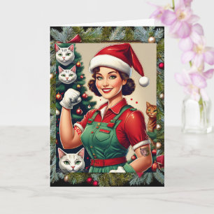Crazy Cat Lady, 5 "x 7" Gevouwen Kerst Kaart