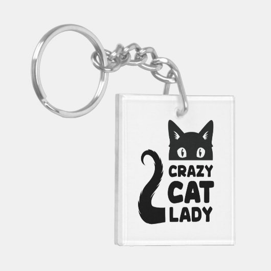 Crazy Cat Lady Acryl Sleutelhanger (Voorkant Links)