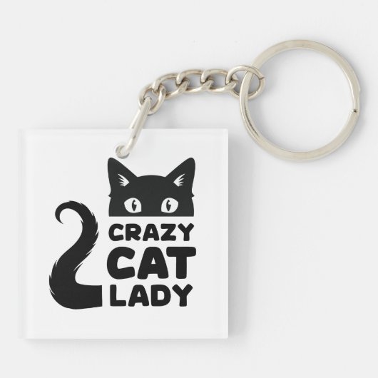 Crazy Cat Lady Acryl Sleutelhanger (Achterkant)
