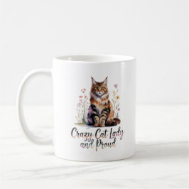 Crazy Cat Lady And Proud Maine Coon Floral Coffee  Koffiemok