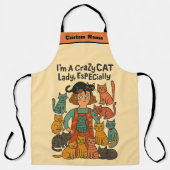 Crazy Cat Lady Apron – Whimsical & Bold Schort (Voorkant)