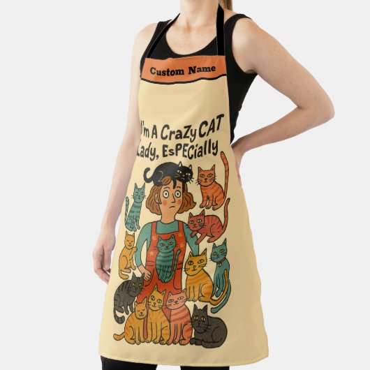 Crazy Cat Lady Apron – Whimsical & Bold Schort (Insitu)