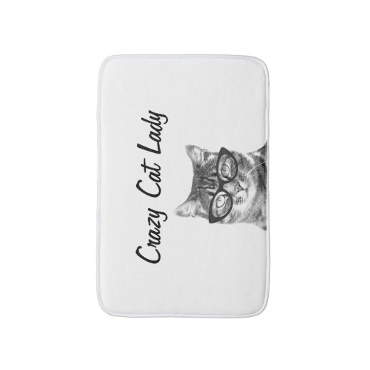 CRAZY CAT LADY badmat voor grappige badkamer (Voorkant Verticaal)