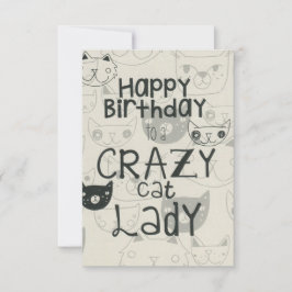 Crazy Cat Lady Birthday-kaart