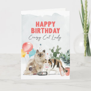 Crazy Cat Lady Birthday-kaart Bedankkaart