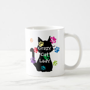 Crazy Cat Lady Black Cat en Colorful Paws Koffiemok