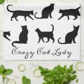 Crazy Cat Lady Black Cat Silhouettes Theedoek (Gevouwen)