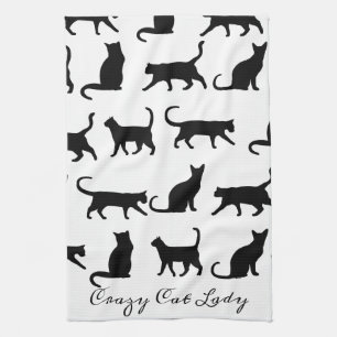 Crazy Cat Lady Black Cat Silhouettes Theedoek