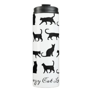 Crazy Cat Lady Black Cat Silhouettes Thermosbeker